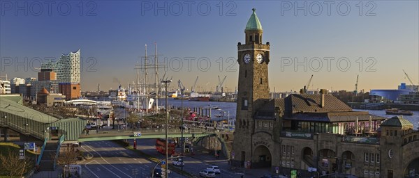 Elbe Philharmonic Hall with clock tower and gauge tower