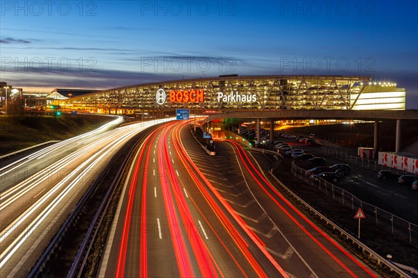 Traffic Motorway A8 Messe Stuttgart Bosch multi-storey car park in Stuttgart