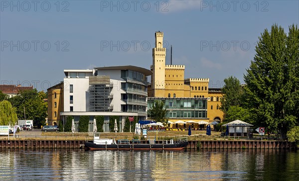 Architecture and modern hotel on the banks of the Havel in Potsdam