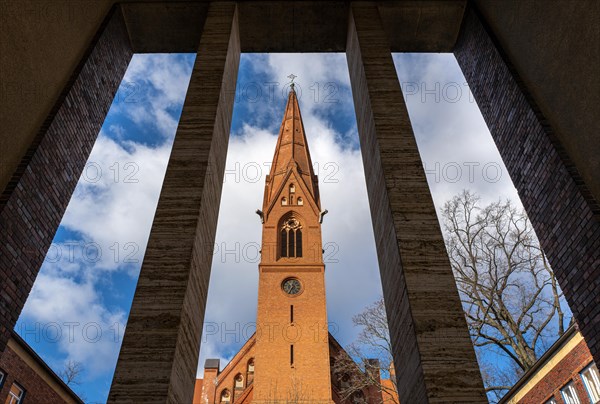 Church tower of the protestant Matthaeuskirche in Steglitz