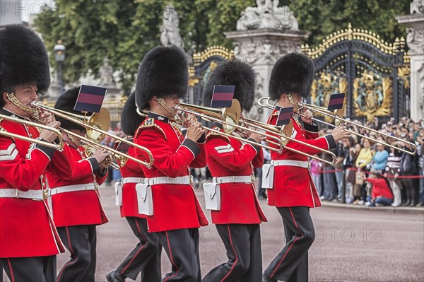 Coldstream guards band playing at changing of the guard