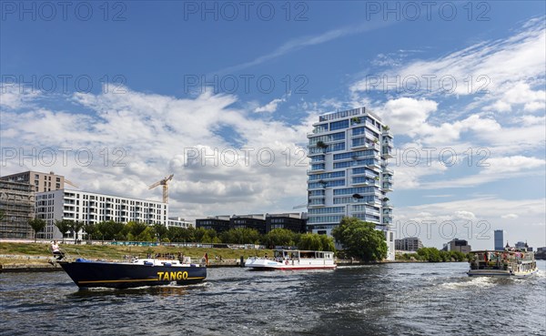 The Living Levels high-rise on Muehlenstrasse and the banks of the Spree in Friedrichshain