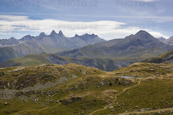 View from Col de la Croix de Fer to Aiguille Centrale d'Arves