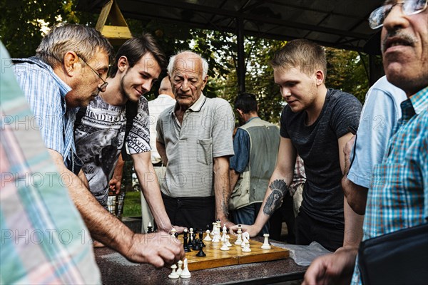 Chess players at Vulytsia Derybasivska or ulitsa Deribasovskaya