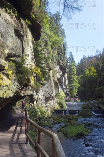 Footbridge and waterfalls in the Edmundsklamm