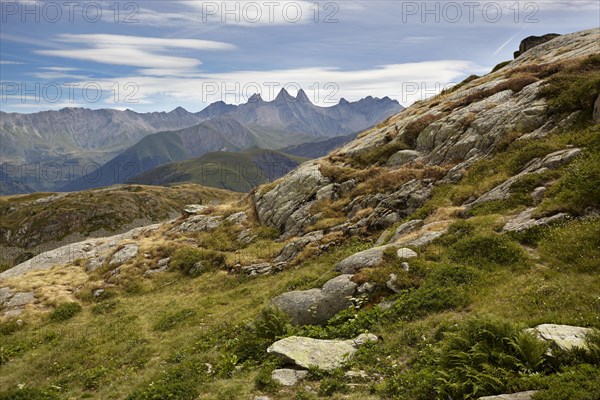 View from Col de la Croix de Fer to Aiguille Centrale d'Arves