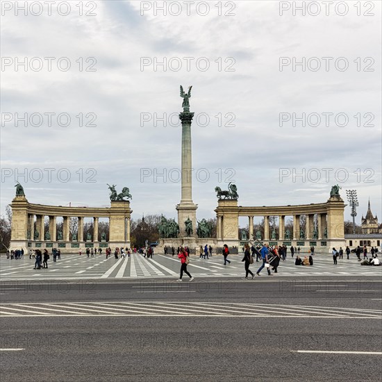 Visitors at the Millennium Monument on Heroes' Square