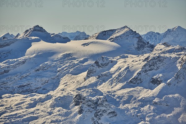 View from Mount Kitzsteinhorn on snow covered mountains