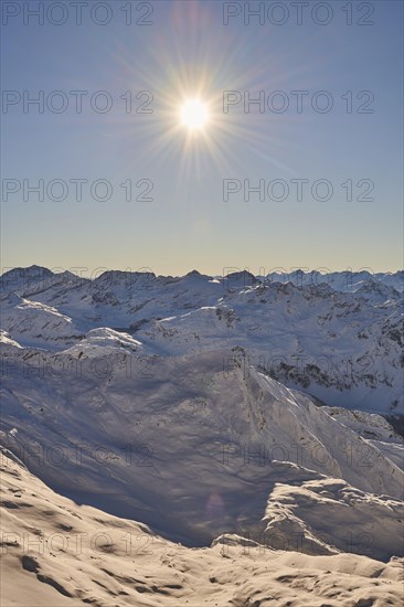 View from Mount Kitzsteinhorn on snow covered mountains