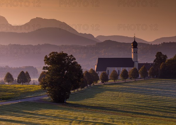 Pastel colours at sunrise at the Wilparting pilgrimage church