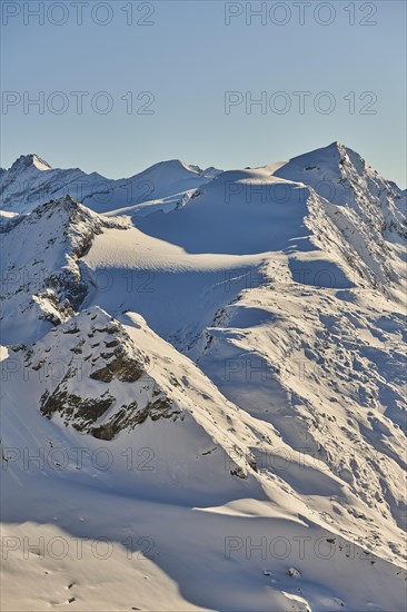 View from Mount Kitzsteinhorn on snow covered mountains