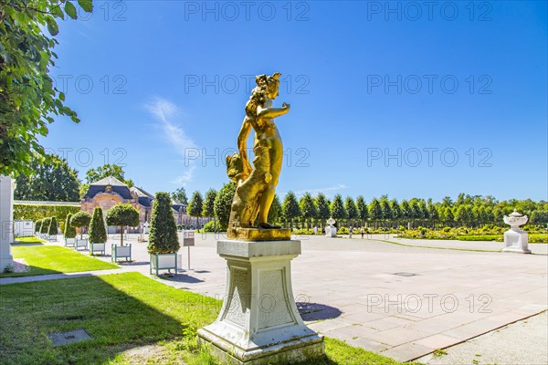 Golden statue of Diana in Schwetzingen Palace Gardens