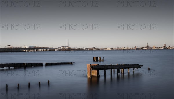 Long exposure of an old rusty jetty at the Strelasund crossing