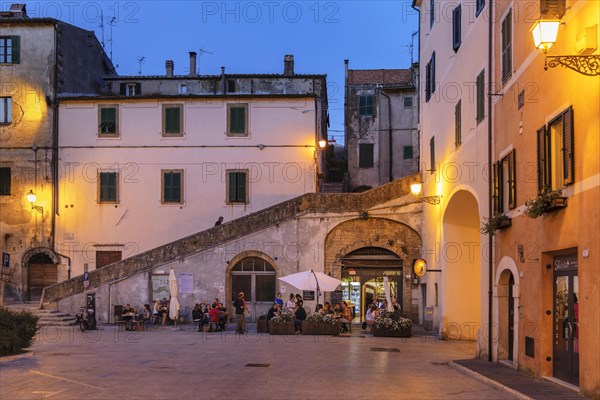 Historic centre of Pitigliano in the evening