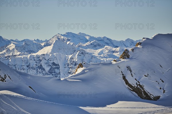 View from Mount Kitzsteinhorn on snow covered mountains