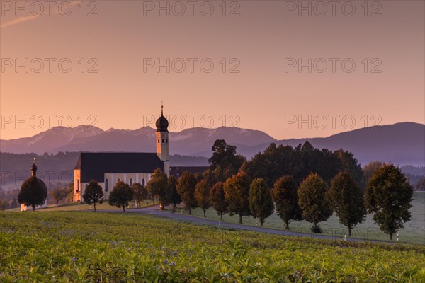 Pastel colours at sunrise at the Wilparting pilgrimage church