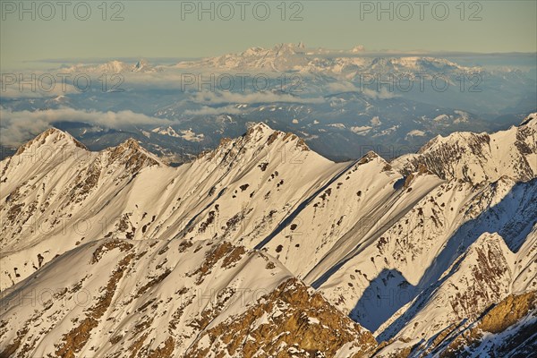 View from Mount Kitzsteinhorn on snow covered mountains