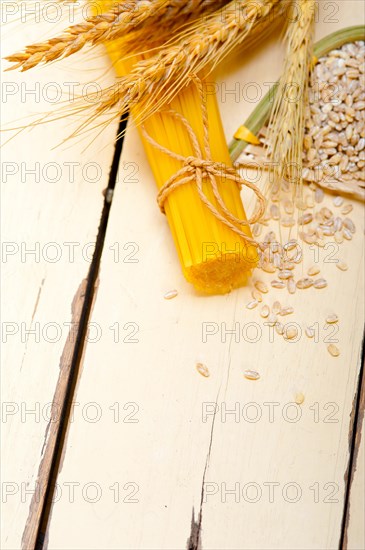 Organic Raw italian pasta and durum wheat grains crop