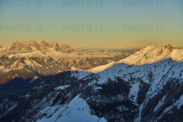 View from Mount Kitzsteinhorn on snow covered mountains