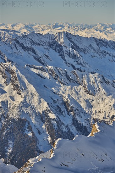 View from Mount Kitzsteinhorn on snow covered mountains