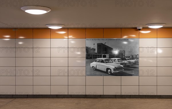 Historical murals on the tiles in the underground station Schillingstrasse