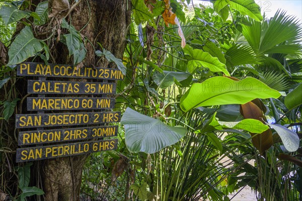 Signs with walking times