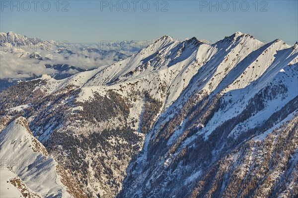 View from Mount Kitzsteinhorn on snow covered mountains