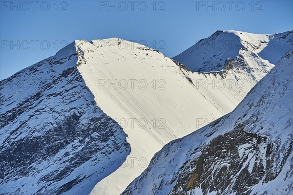 View from Mount Kitzsteinhorn on snow covered mountains