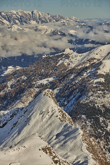 View from Mount Kitzsteinhorn on snow covered mountains