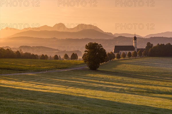 Pastel colours at sunrise at the Wilparting pilgrimage church