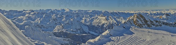 View from Mount Kitzsteinhorn on snow covered mountains