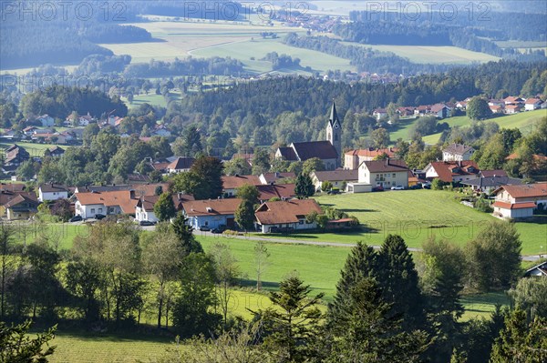 View of the village of Neuschoenau from the tree top walk