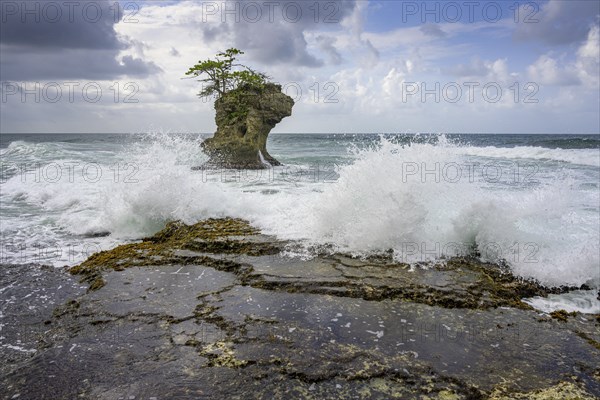 Waves crashing against rocks in the sea