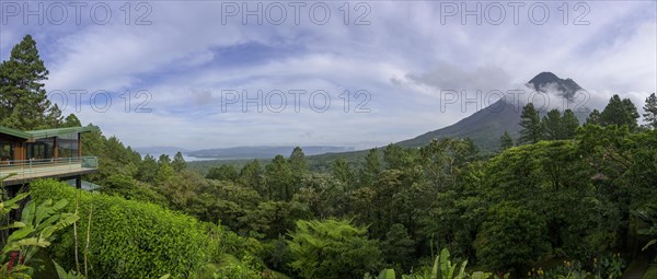 View from the terrace of the restaurant to Lake Arenal and the volcano