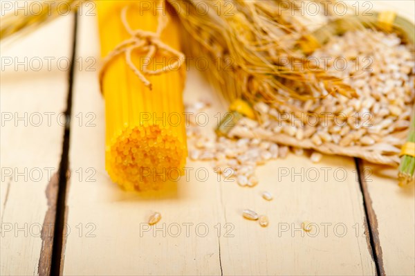 Organic Raw italian pasta and durum wheat grains crop