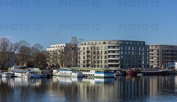 Construction sites in the new development area on the Havel near Eiswerder Island