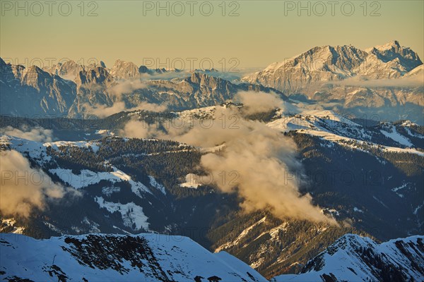 View from Mount Kitzsteinhorn on snow covered mountains