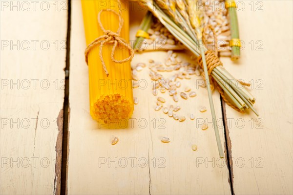 Organic Raw italian pasta and durum wheat grains crop