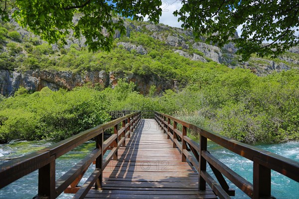 Wooden bridge over the Krka