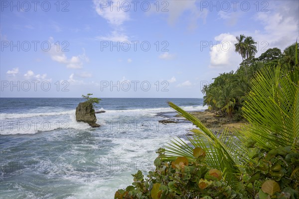 View of rocks in the sea from Mirador Manzanillo