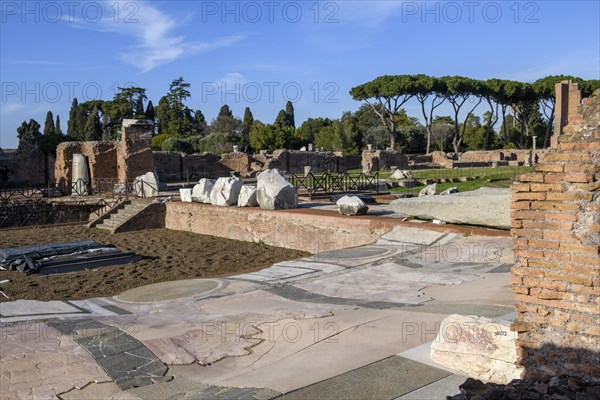 Archaeological floor find of marble floor in ancient palace Domus Flavia