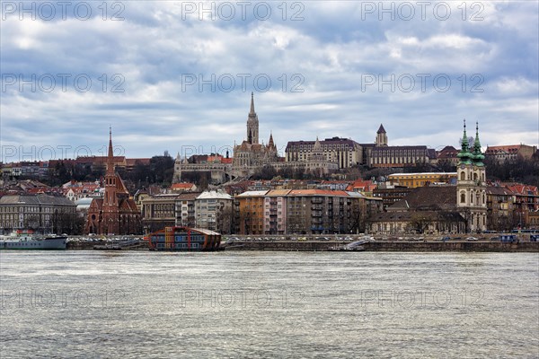 View of Castle Hill with Matthias Church and Fishermen's Bastion