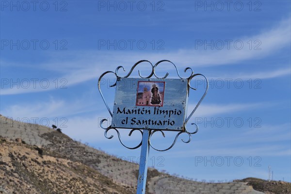 Sign to keep nature clean at the Virgin de Saliente monastery