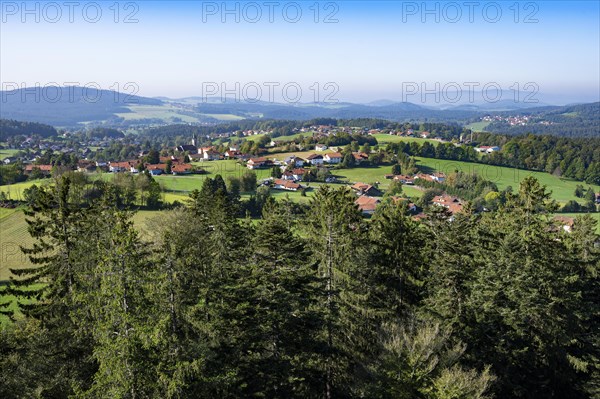 View of the village of Neuschoenau from the tree top walk