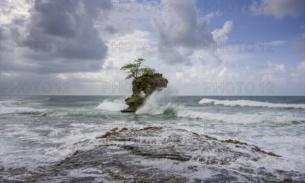 Waves crashing against rocks in the sea