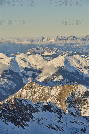 View from Mount Kitzsteinhorn on snow covered mountains