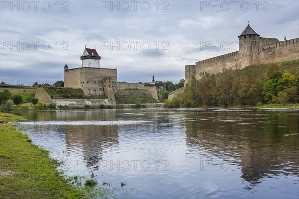 View across the border river Narva