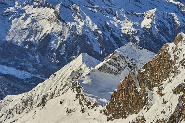 View from Mount Kitzsteinhorn on snow covered mountains