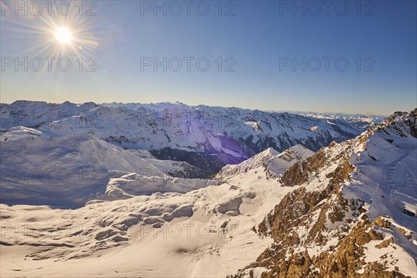 View from Mount Kitzsteinhorn on snow covered mountains