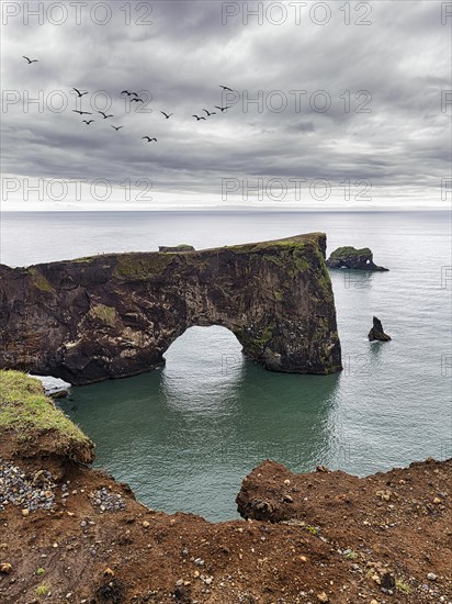 Rock gate at Cape Dyrholaey in summer